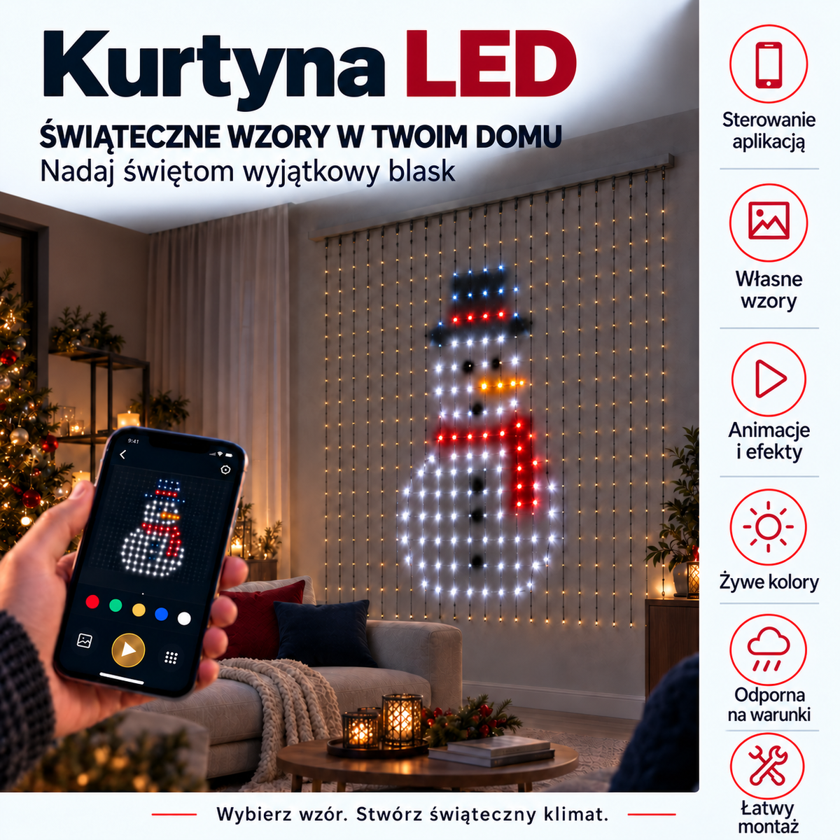 Weihnachts-LED-Lichtervorhang